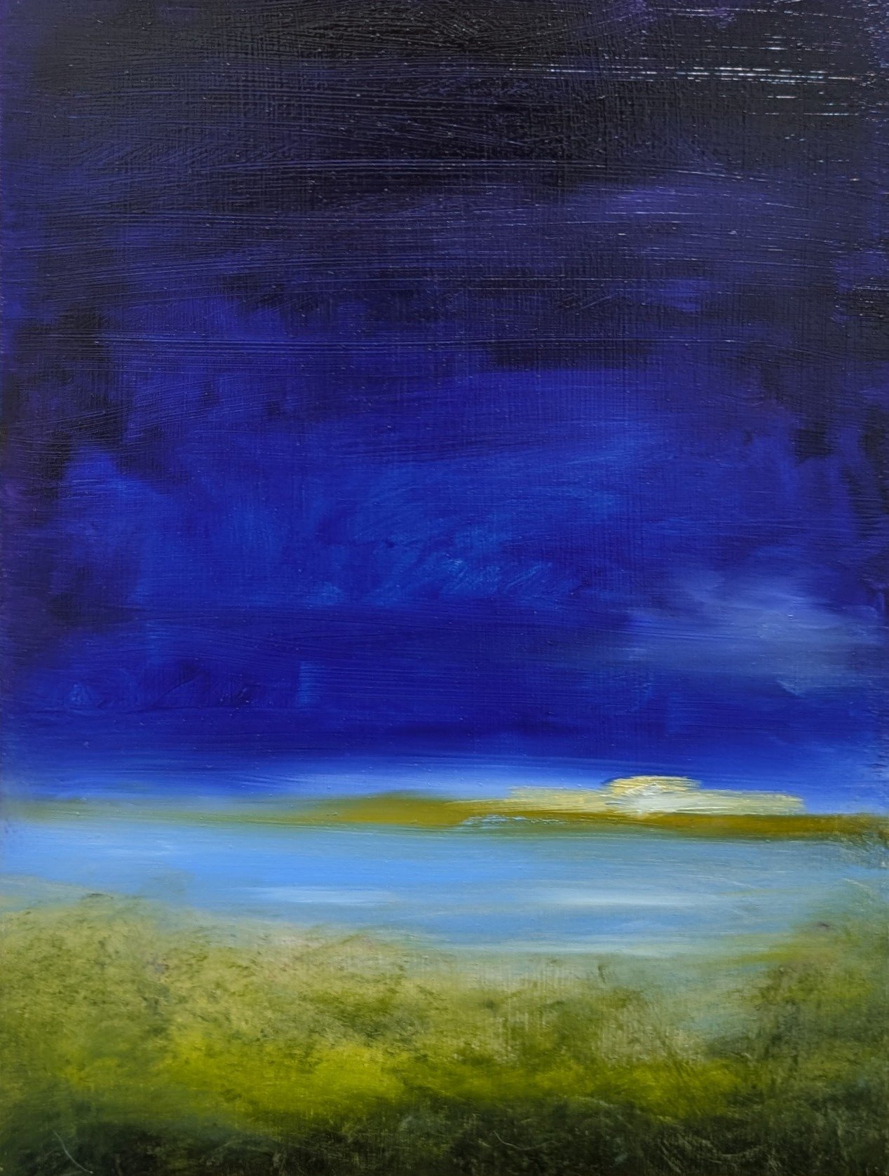 Quiet night, oil on board