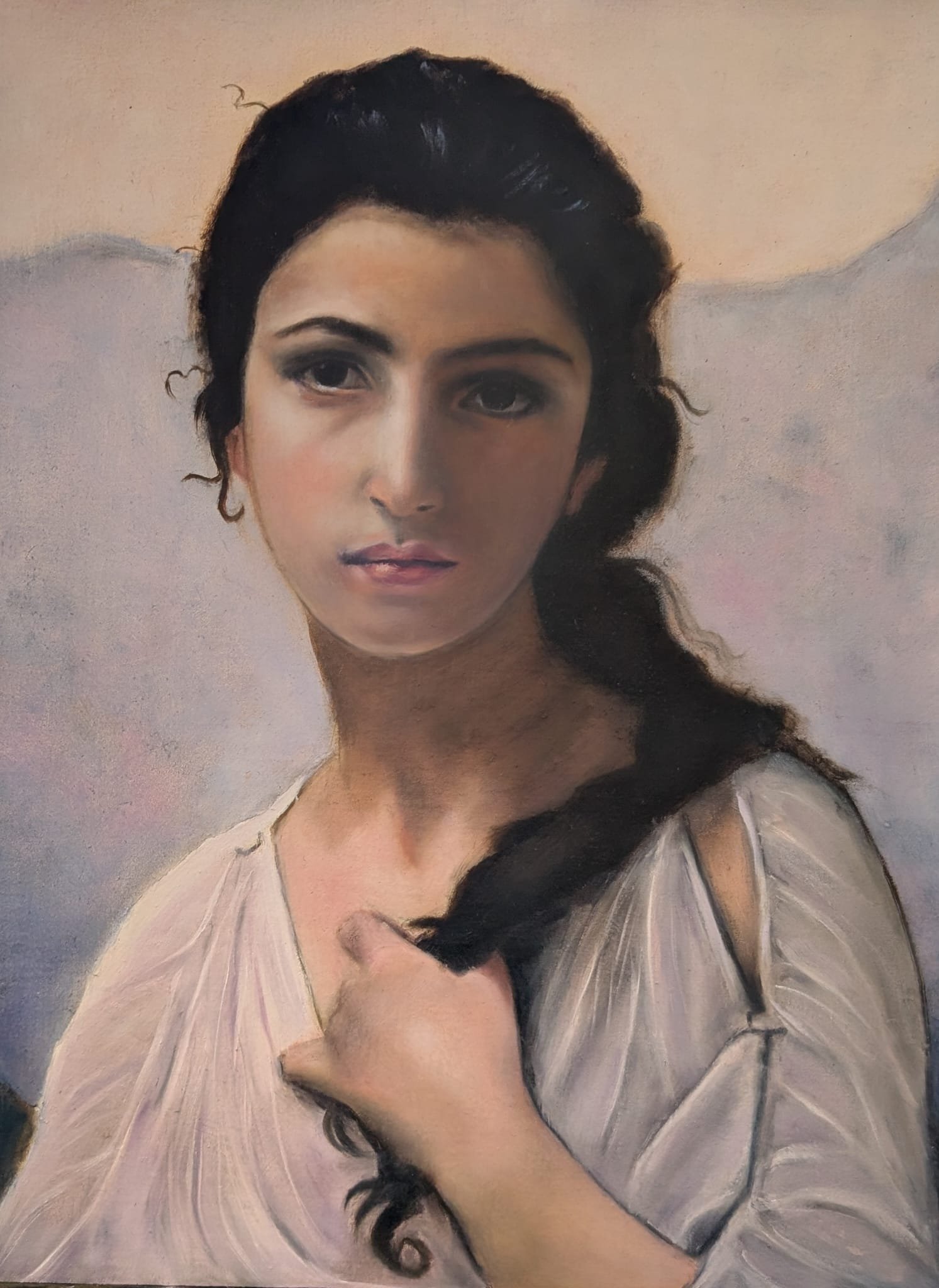 Study of "Meditation" (1901) by William-Adolphe Bouguereau, oil on linen board