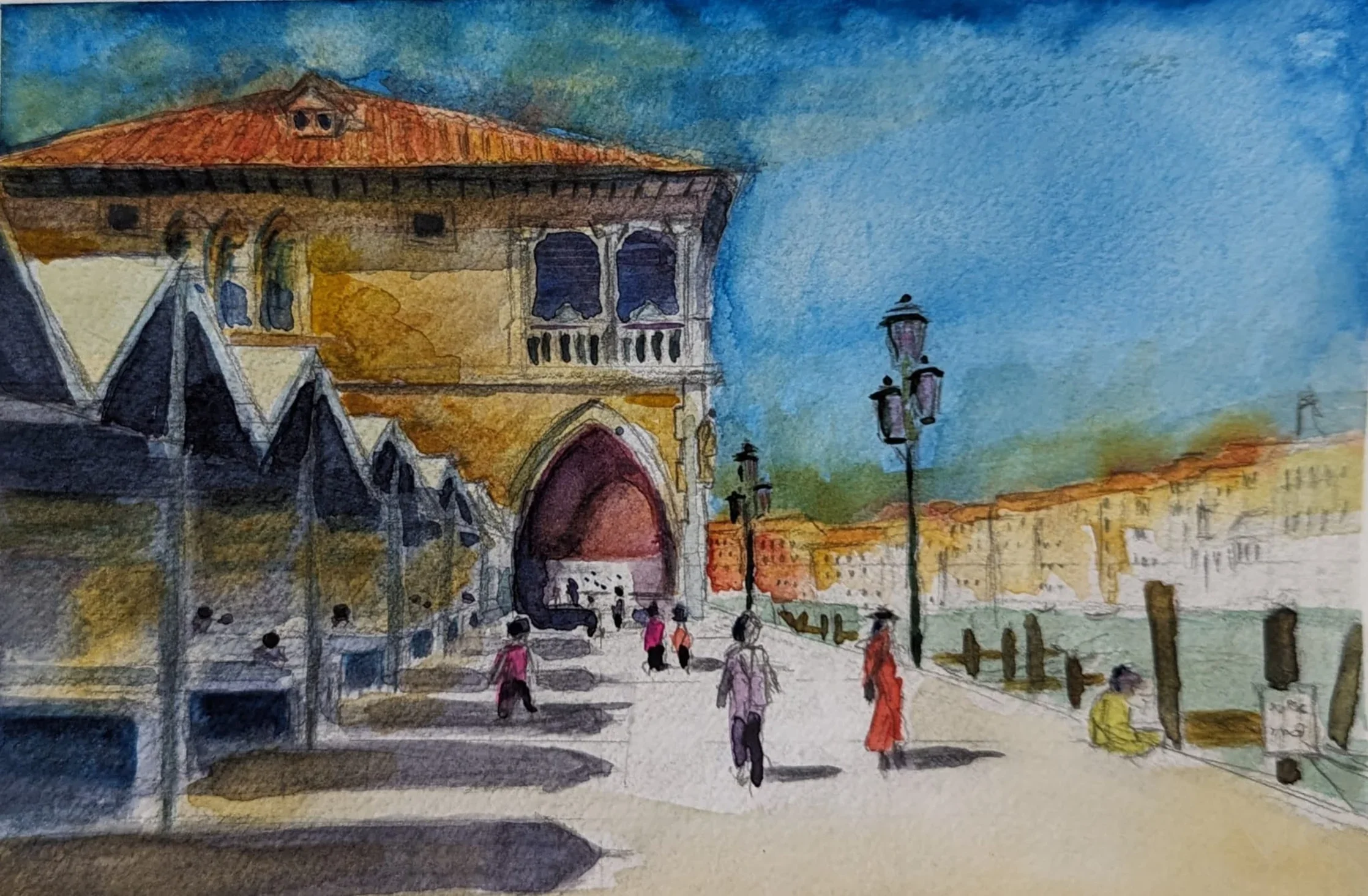 Venice fish market, watercolor on cold pressed paper