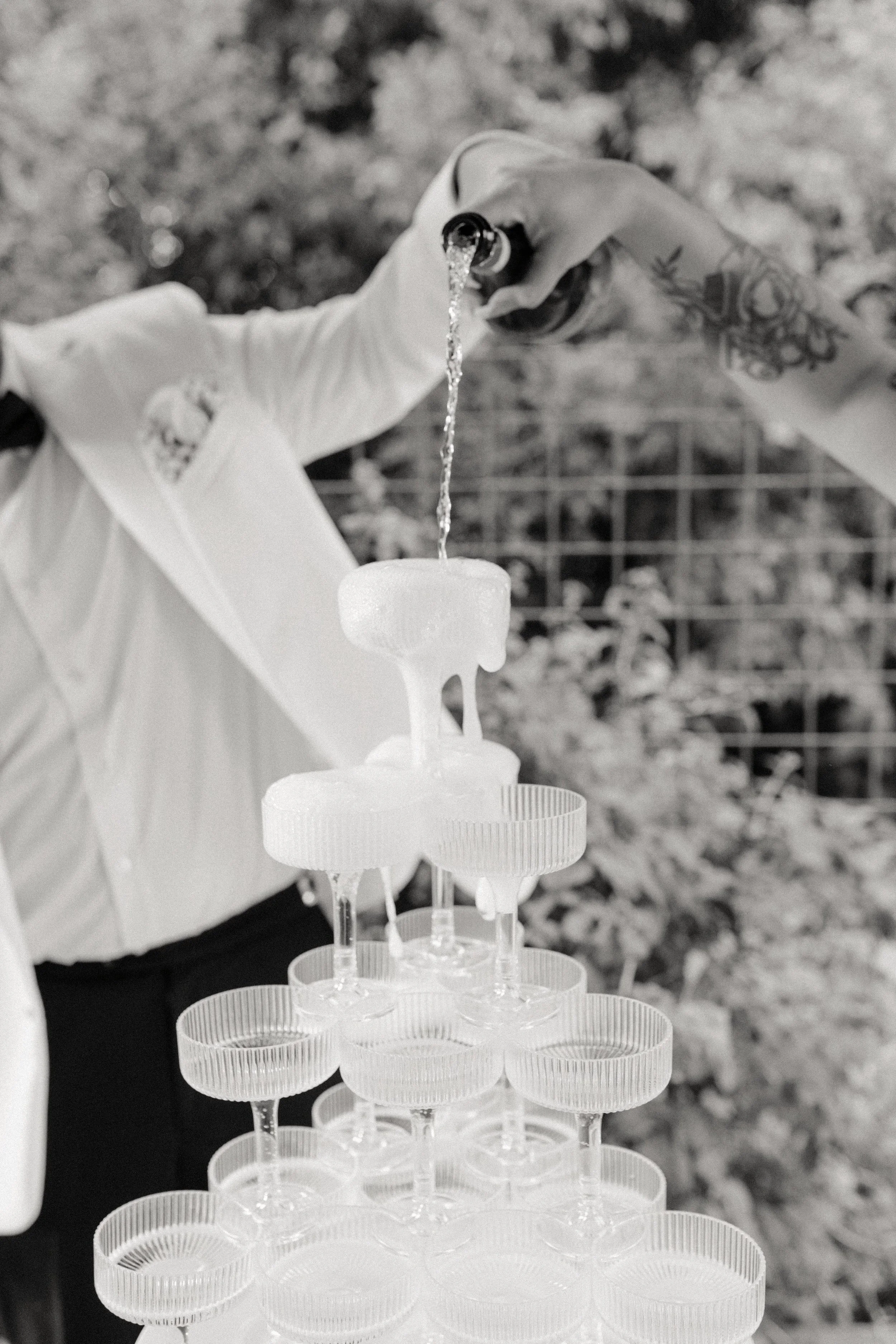 champagne tower wedding in washington