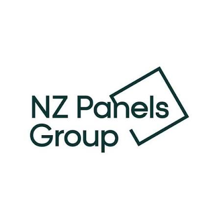 Logo for NZ Panels Group with stylized text and a tilted square outline.