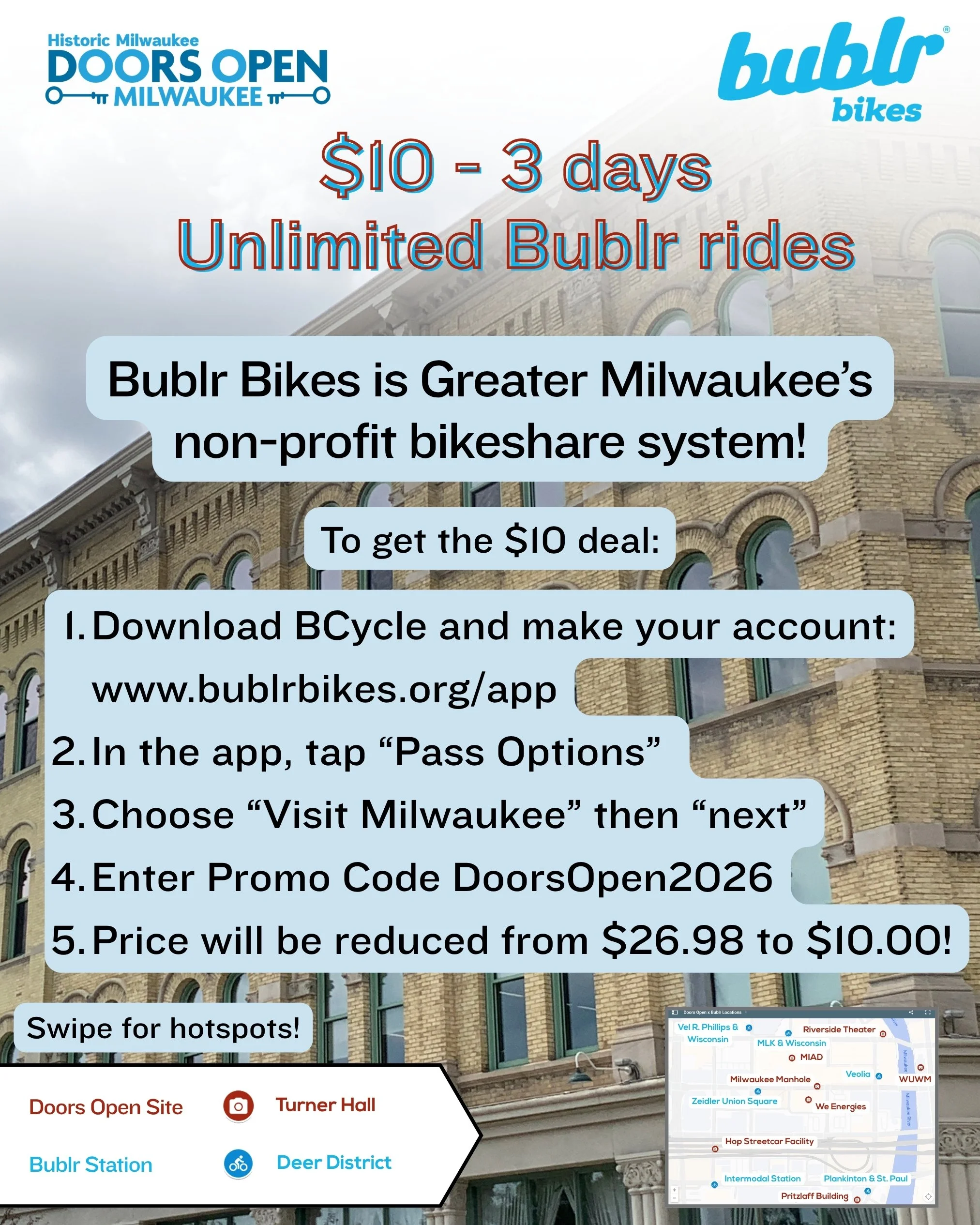 Bublr Discounts Weekend Pass for Doors Open Milwaukee