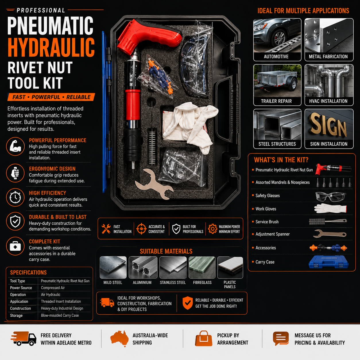 Pneumatic Hydraulic Rivet Nut Tool Kit