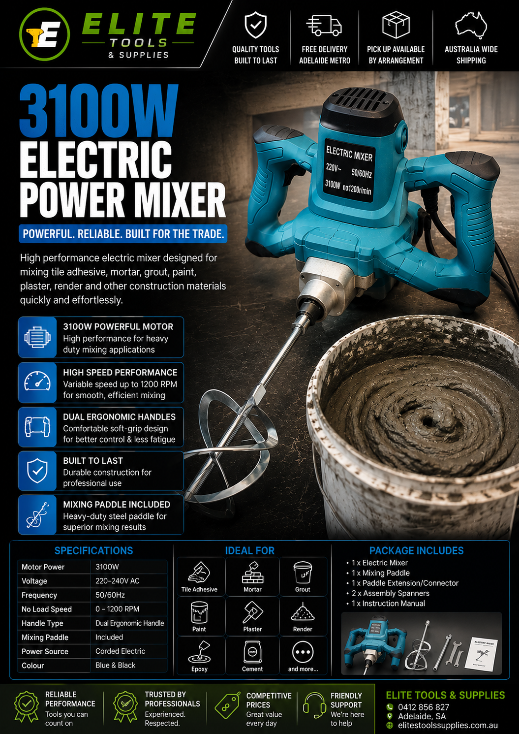 Electric Handheld Power Mixer 3100W