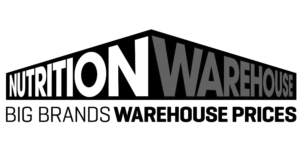 Logo for Nutrition Warehouse with the tagline "Big Brands Warehouse Prices"