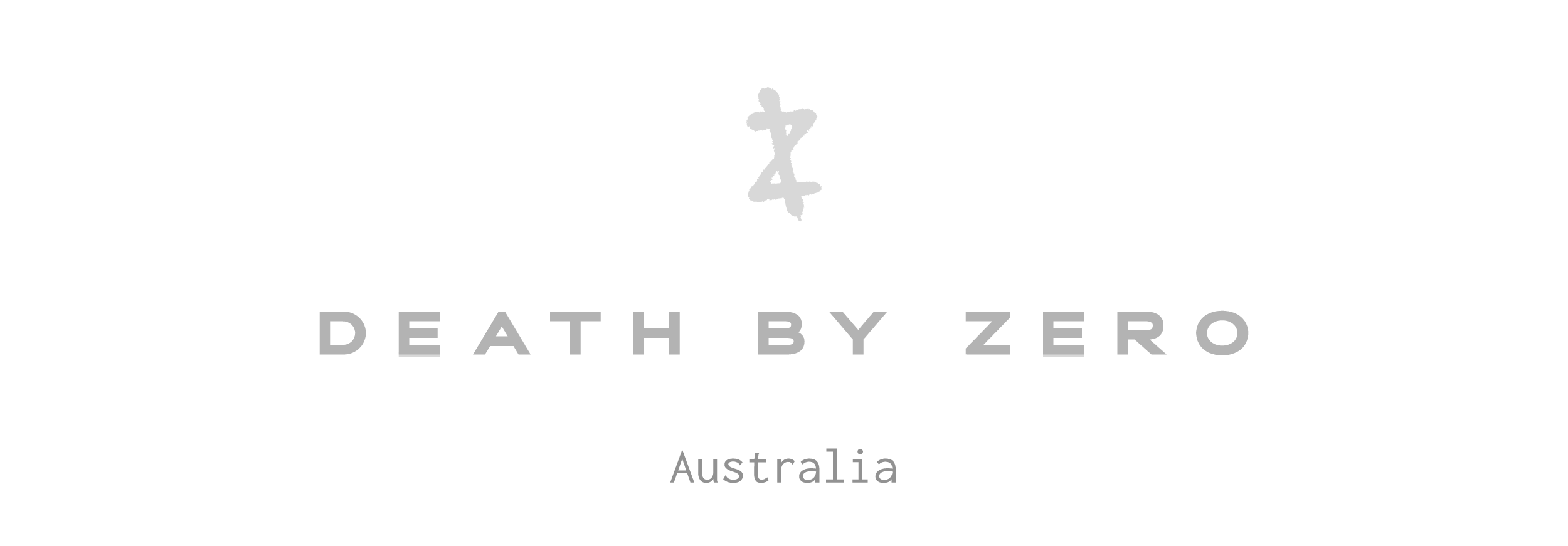 Logo of Death by Zero Australia, featuring a black background, with the number 4 and text in gray and white.