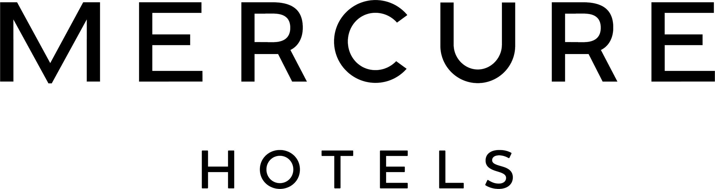 Text reading 'MERCURe HOTELS' in a stylized, outline font.