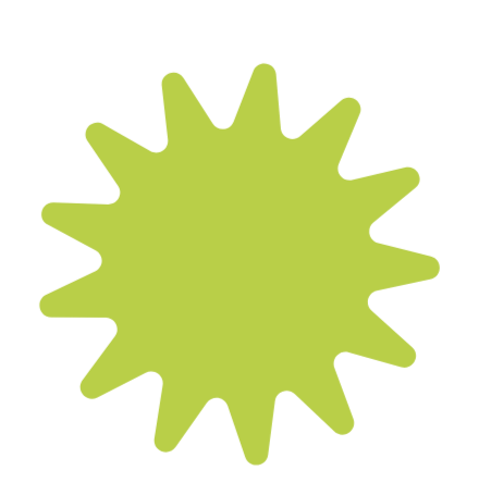 Green splatter shape with irregular edges on a white background.