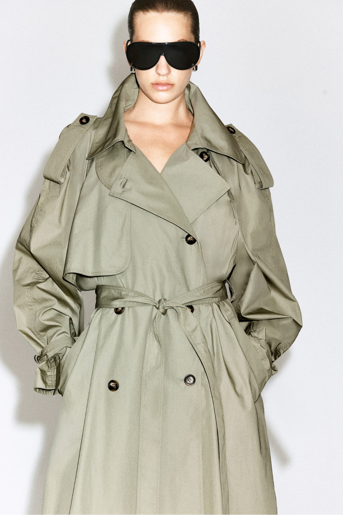 COS Funnel-Neck Cotton Trench Coat