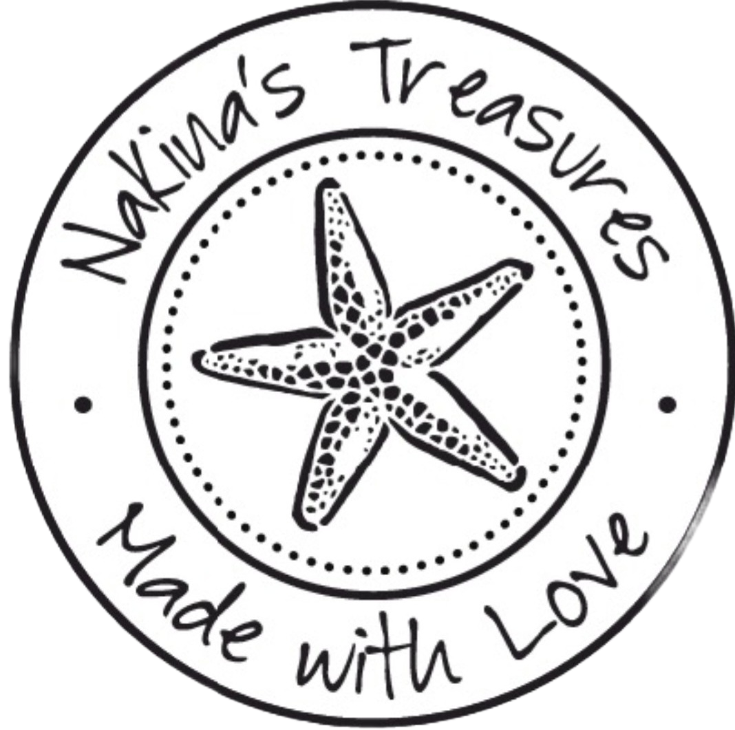 Circular logo with a starfish in the center. Text around the starfish reads "Nakina's Treasures" at the top and "Made with Love" at the bottom.