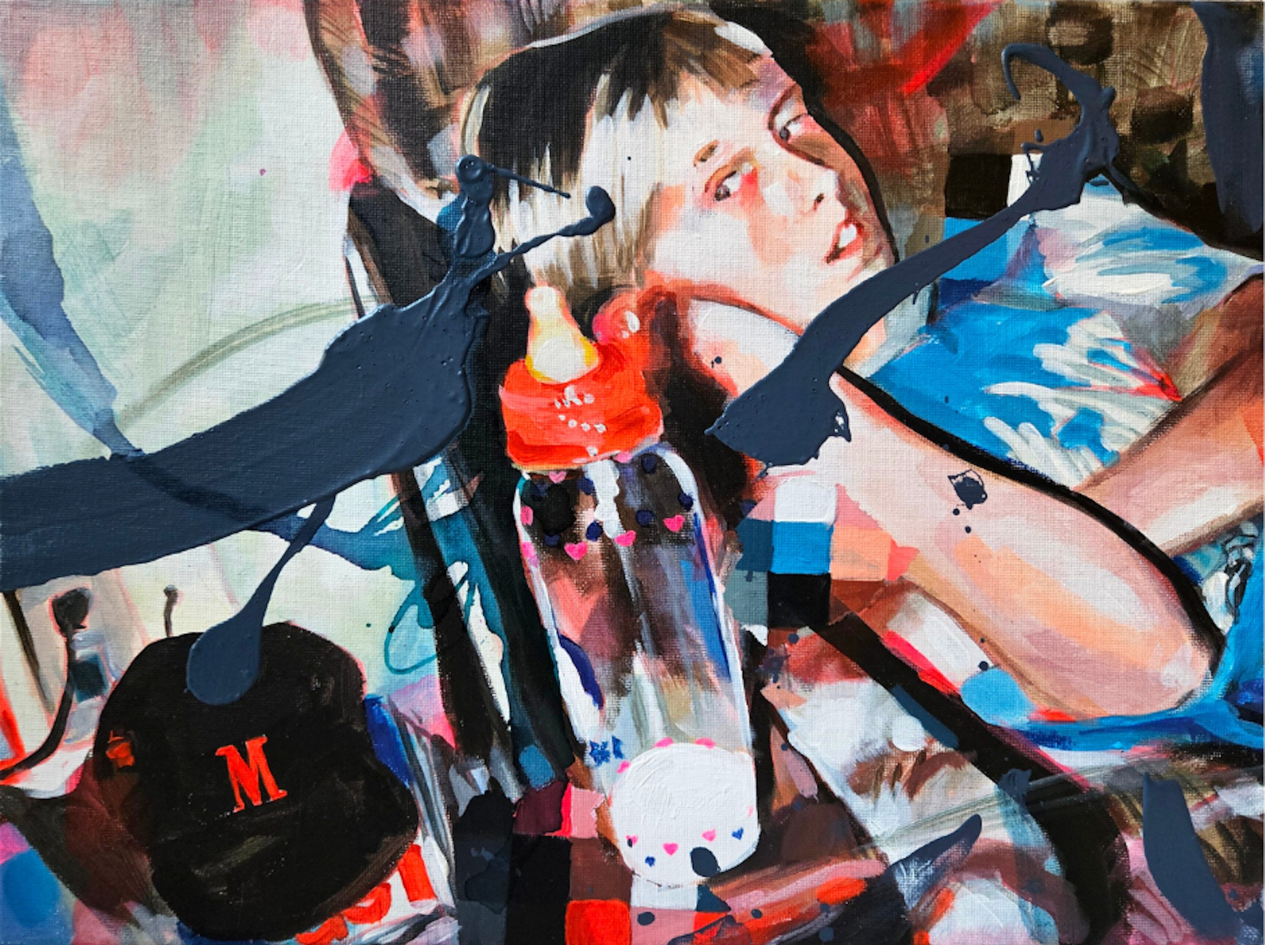 Summer Break, 2025, acrylic & resin on canvas, 29 x 40 cm