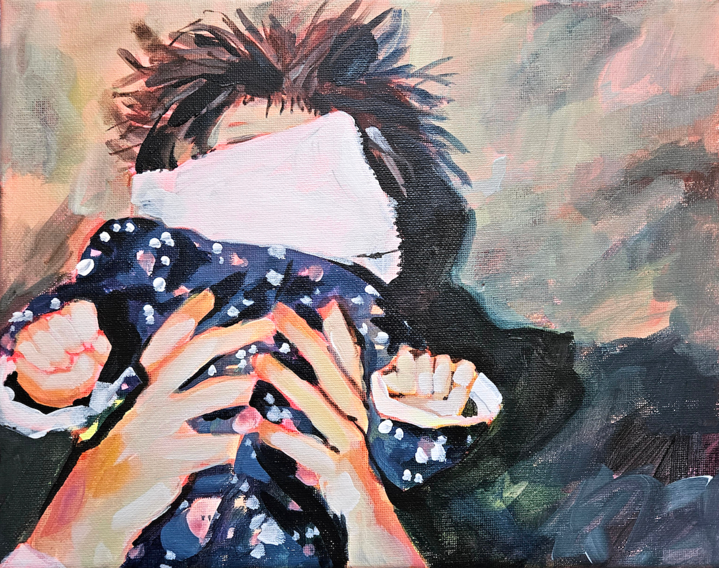 Field Mice, 2025, acrylic & resin on canvas, 24 x 30 cm