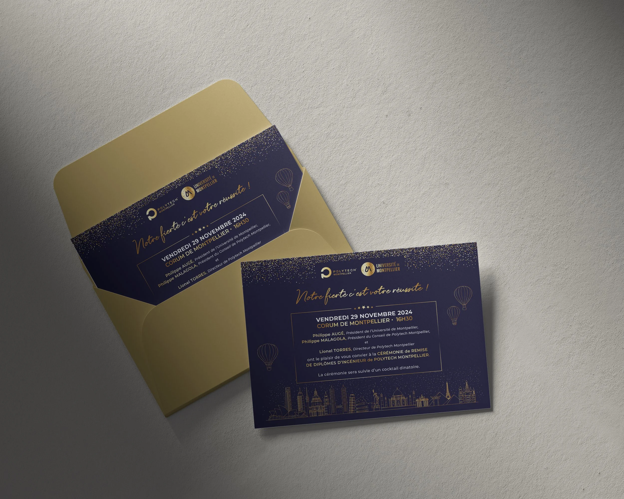 Invitation à la cérémonie de remise de diplômes de Polytech Montpellier, promotion d'ingénieurs