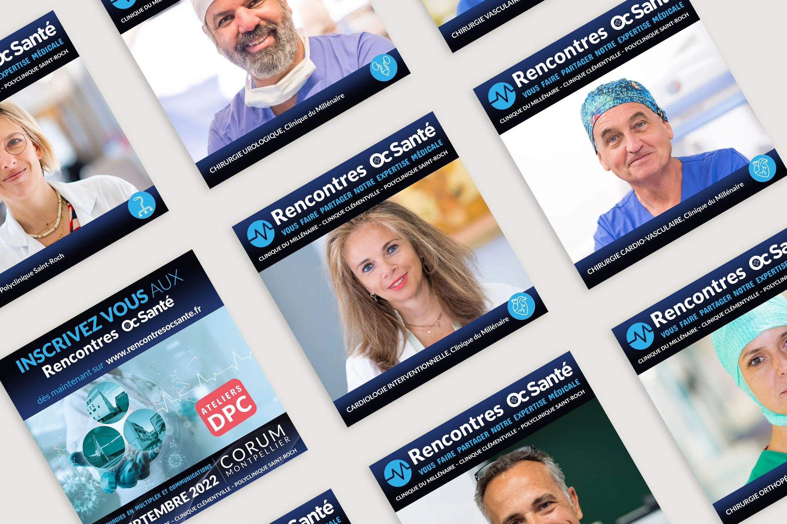 Posts réseaux sociaux teaser des Rencontres OC Santé, communication en amont du symposium