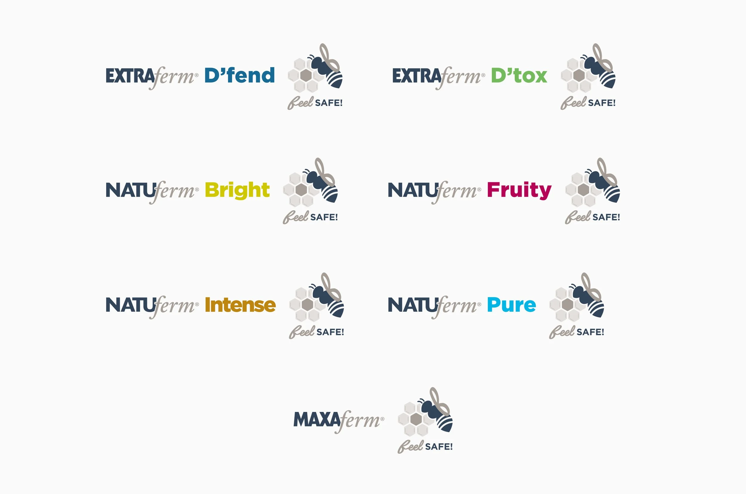 Logos des différents dérivés de levures de la gamme feel SAFE!