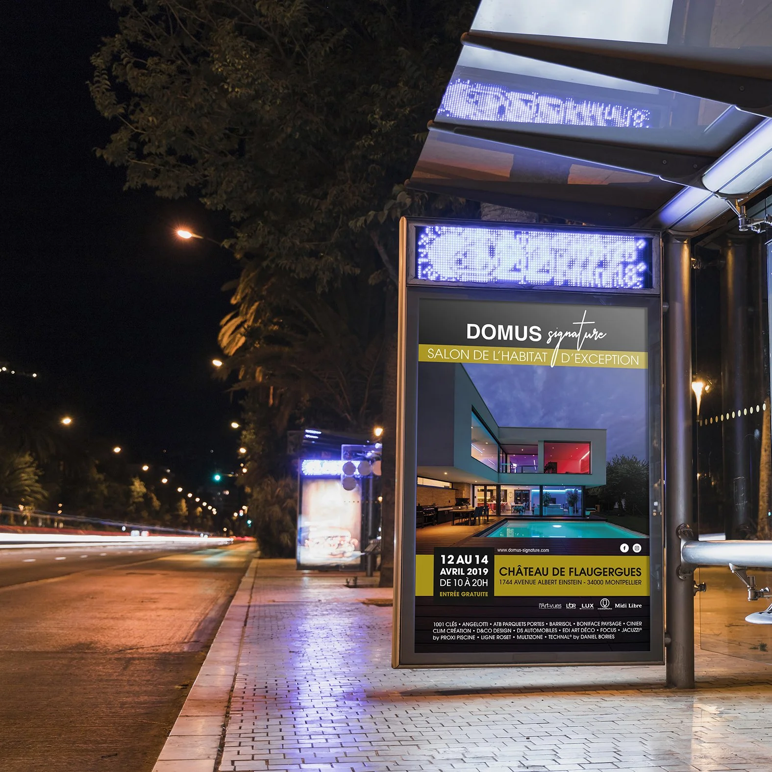 Affiche abribus du salon Domus Signature, salon de l’habitat d'exception