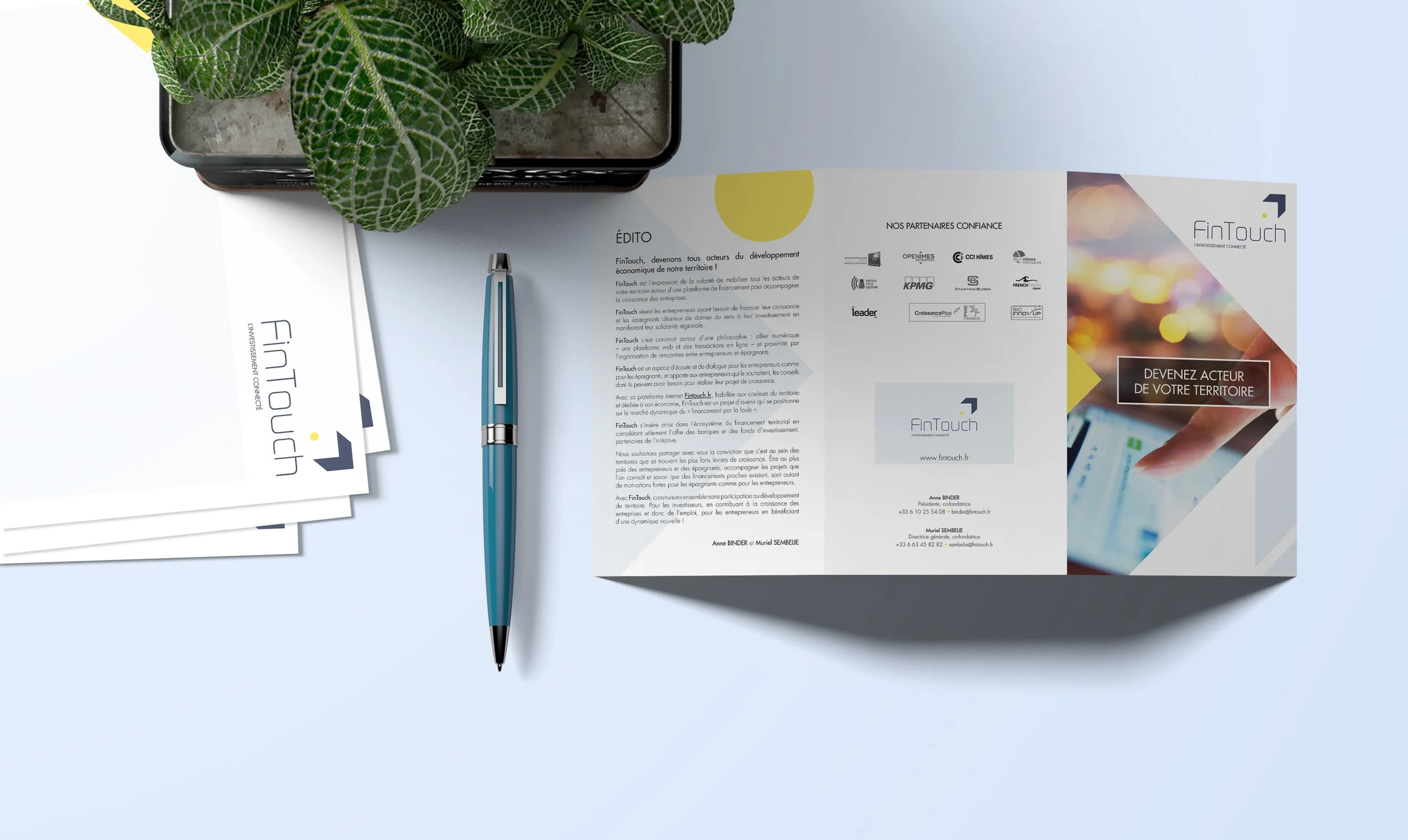 Dépliant FinTouch, société de conseil en investissement, présentant sa stratégie d'investissement
