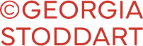 Text reading 'GEORGIA STODDART' in red on a transparent background.