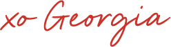 Stylized text reading 'xo Georgia' in red script font.