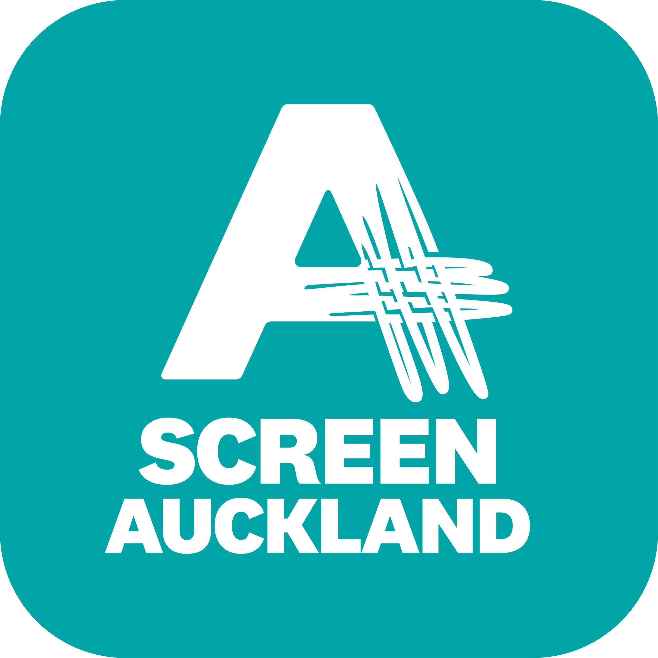 A teal sign with white text that reads 'SCREEN ALIC' and includes an illustration of a hand pressing a button in the center.