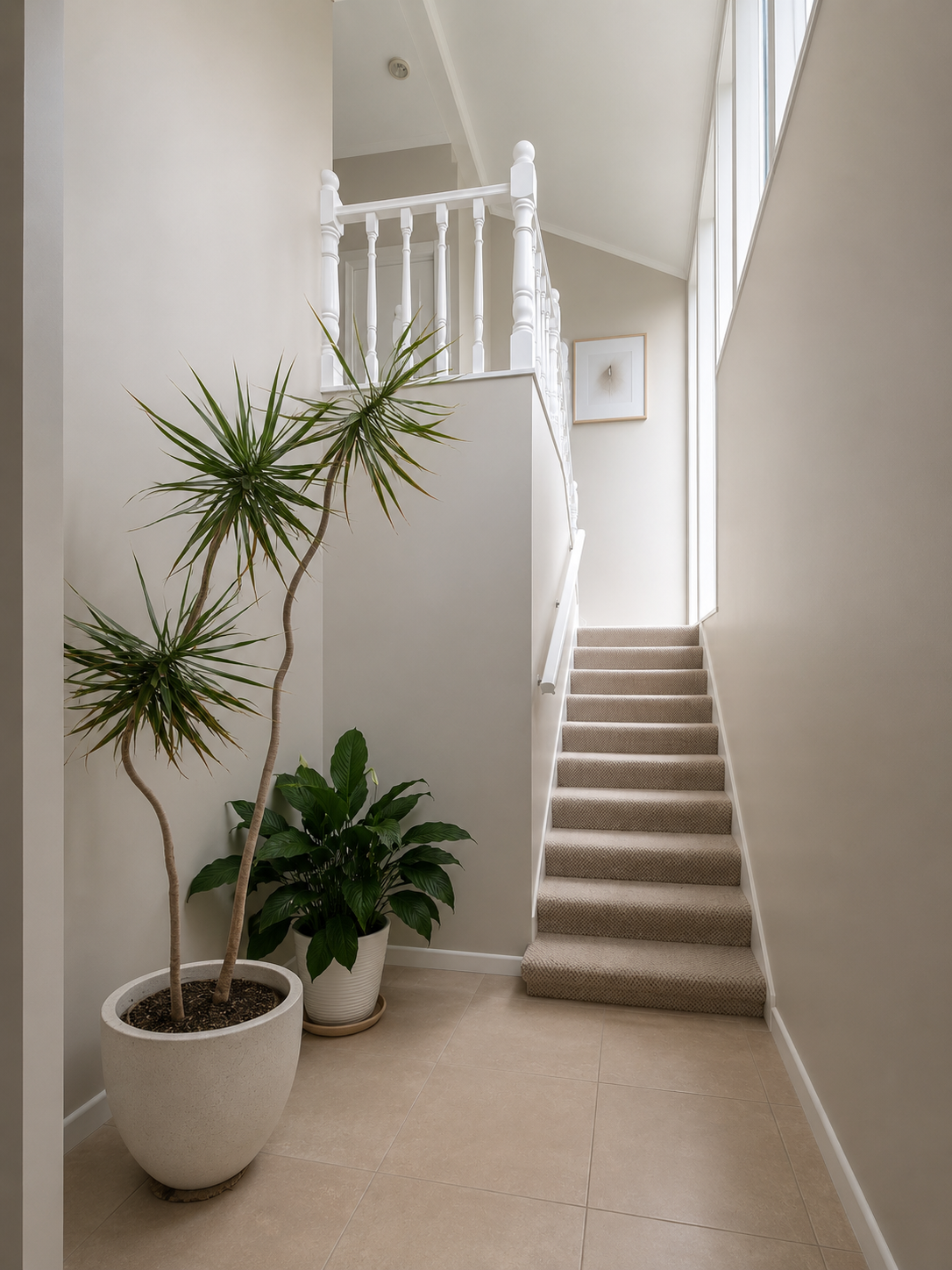 Freshly painted stairwell with premium interior finish