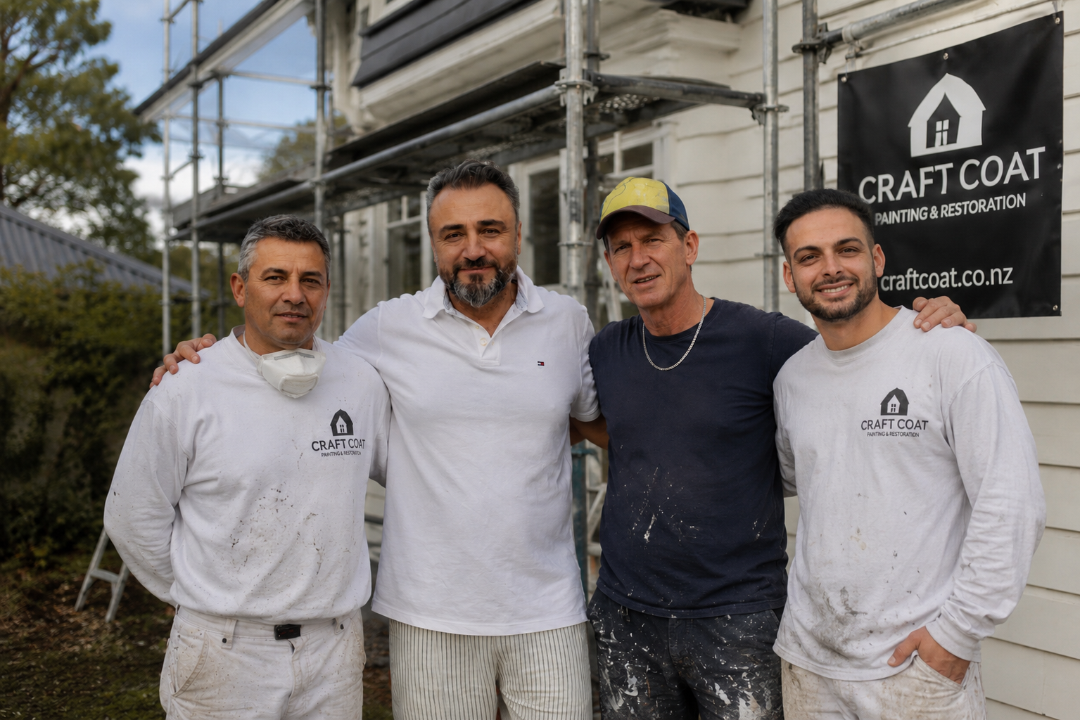 Craft Coat Painting and Restoration team on an Auckland house painting project