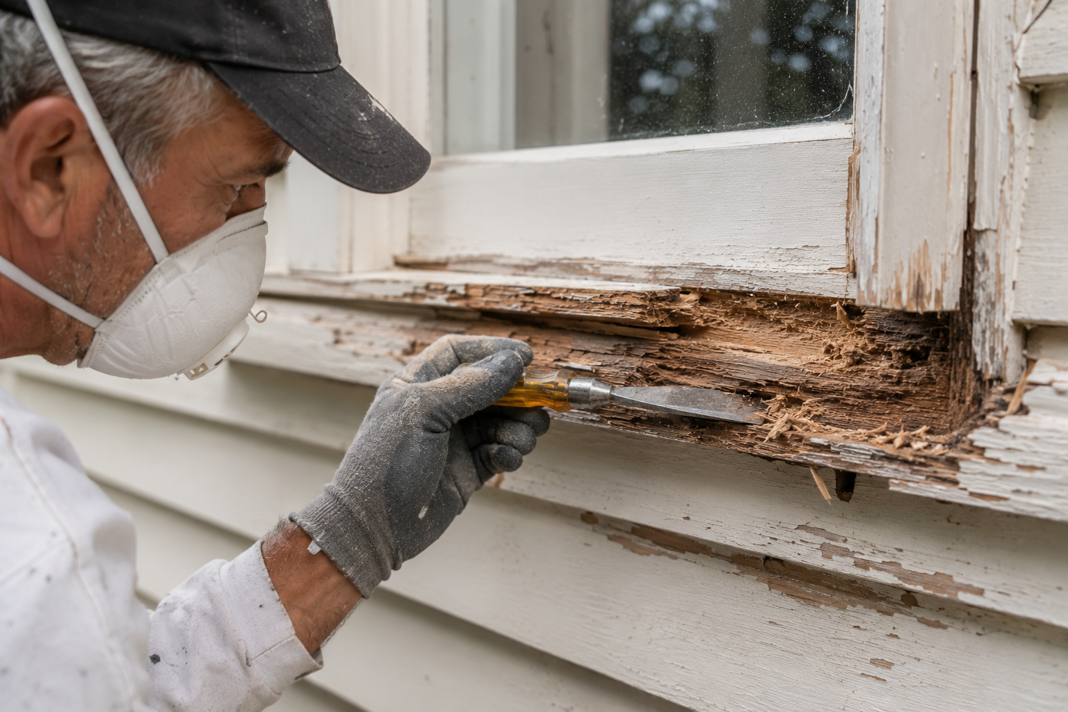Timber repairs completed before exterior house painting
