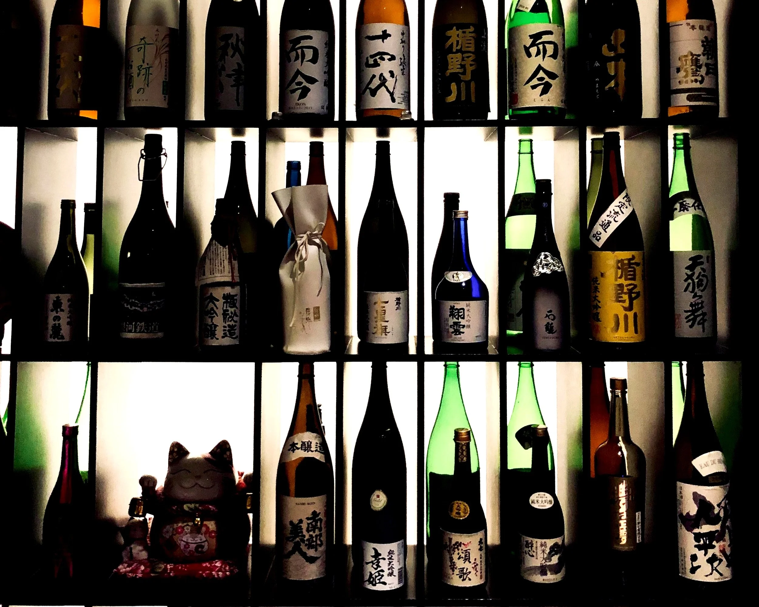 Wall of Sake bottles