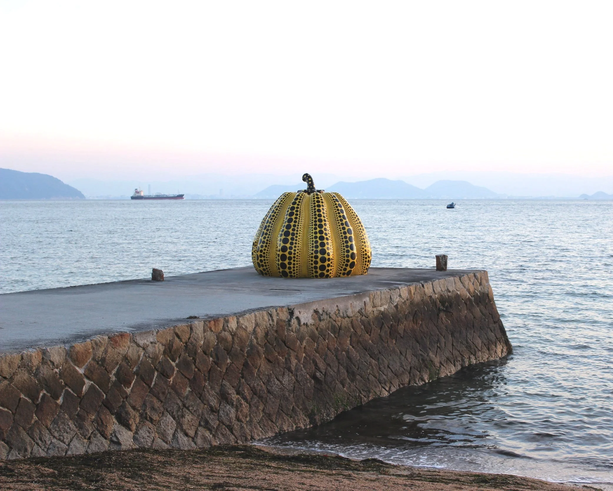yellow pumpkin by Yayoi Kusam Noashima Island Japan