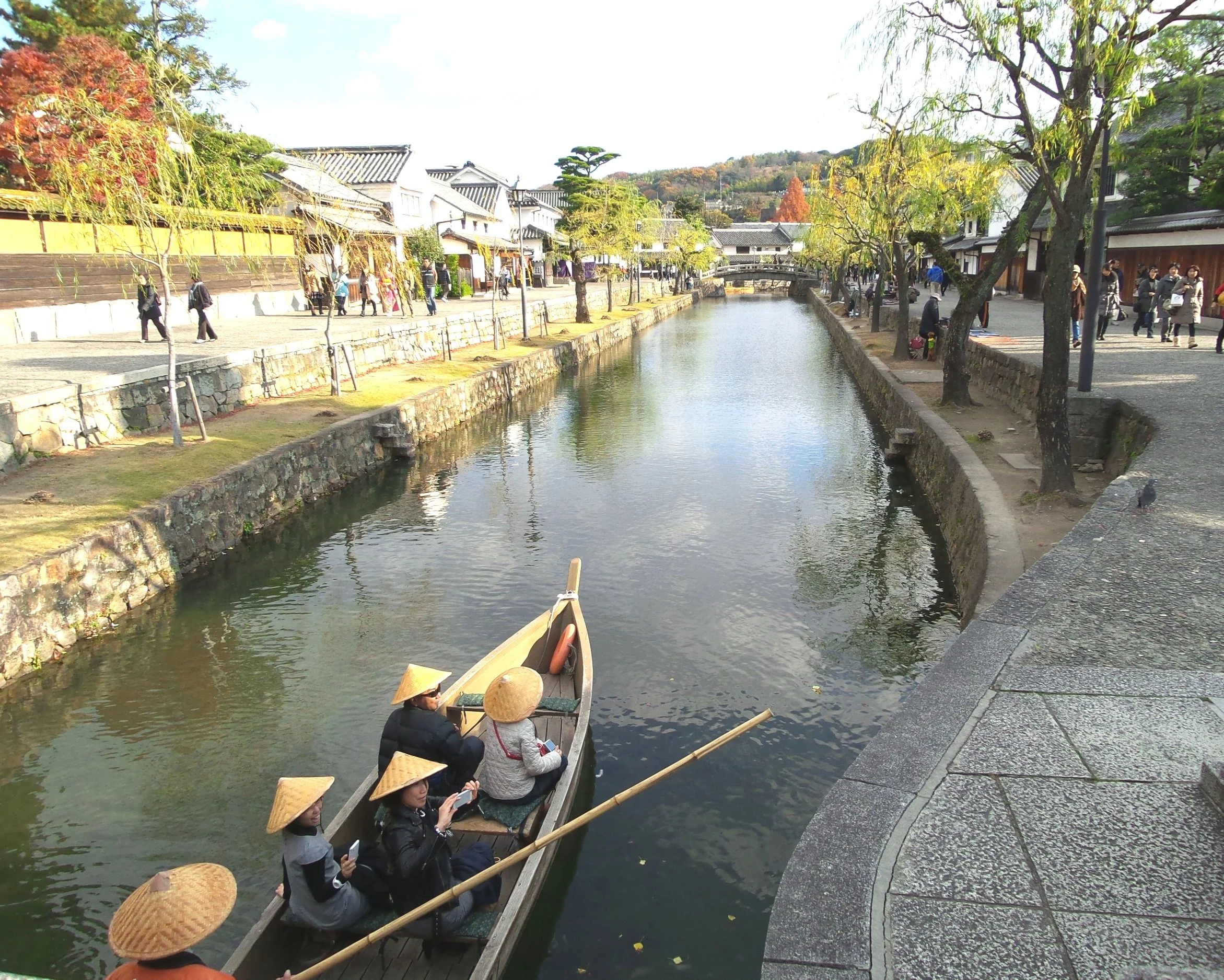 Kurashiki canal with boat in foreground
