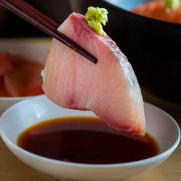 Sashimi with fresh wasabi