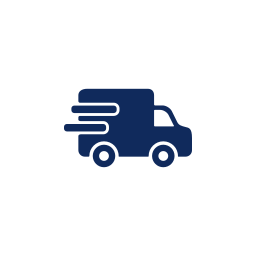 Icon of a delivery truck with motion lines indicating speed.