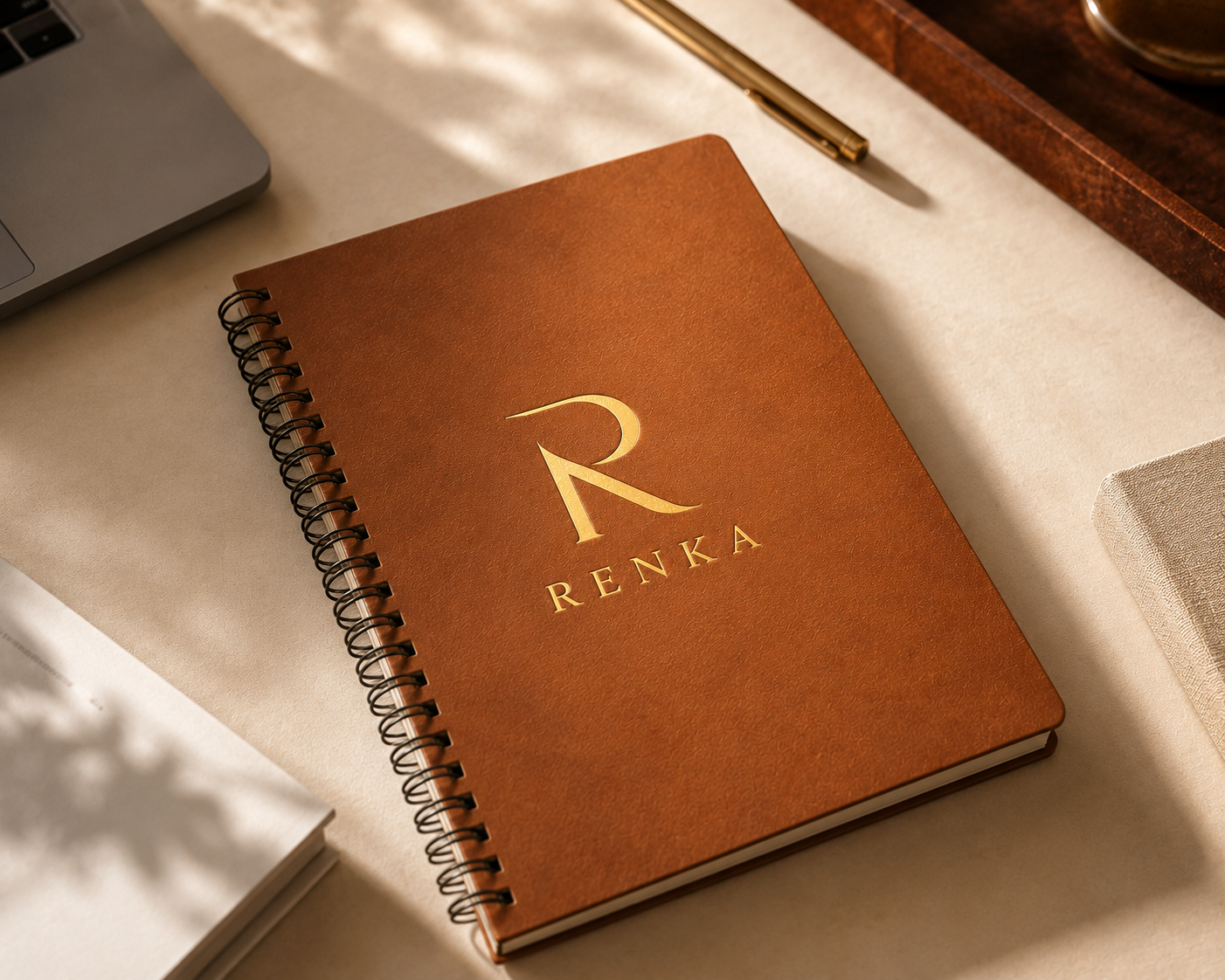 Renka Group branded notebook representing business strategy, planning and organisational improvement.