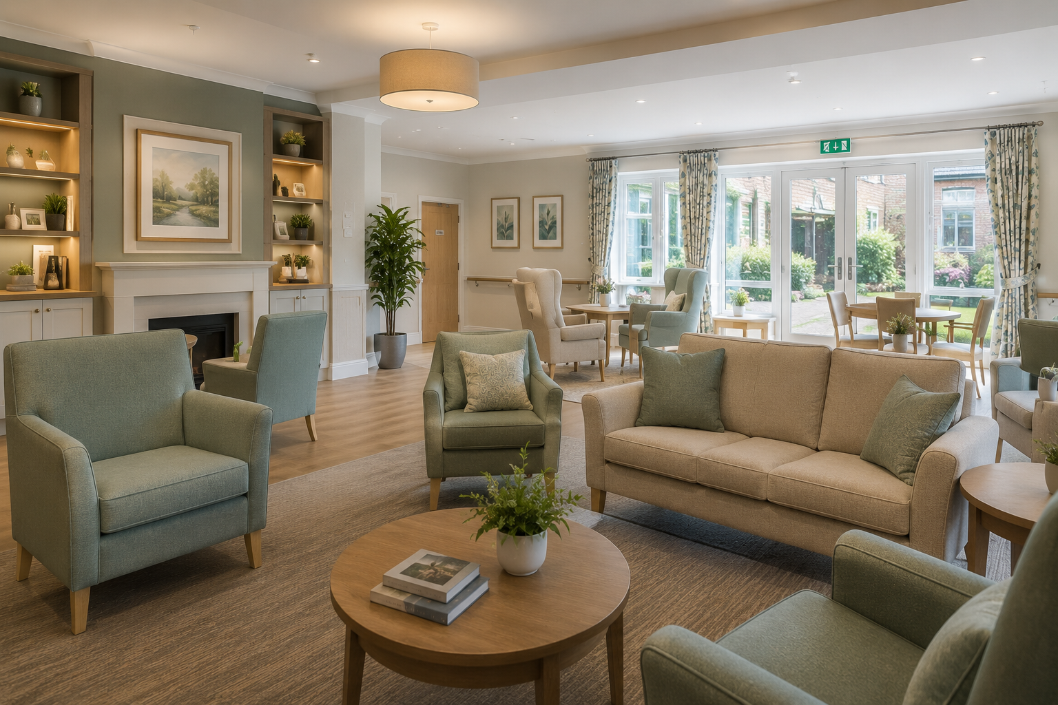 Comfortable care setting representing residential care, supported living and operational excellence.