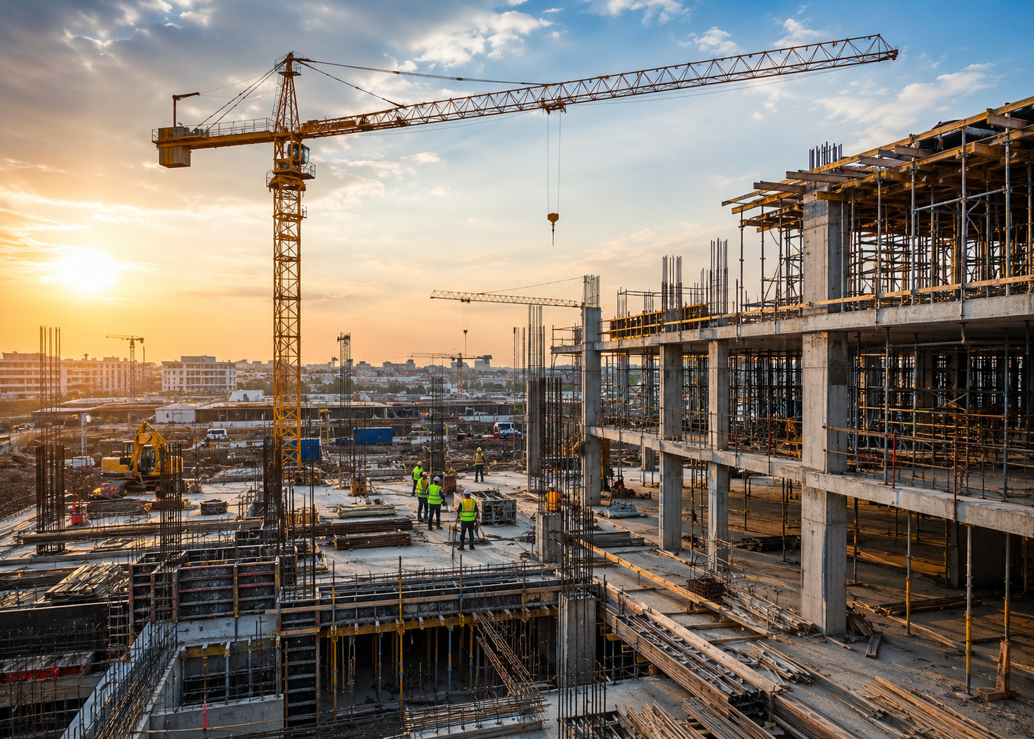 UK construction site representing operational performance, workforce stability and business improvement.