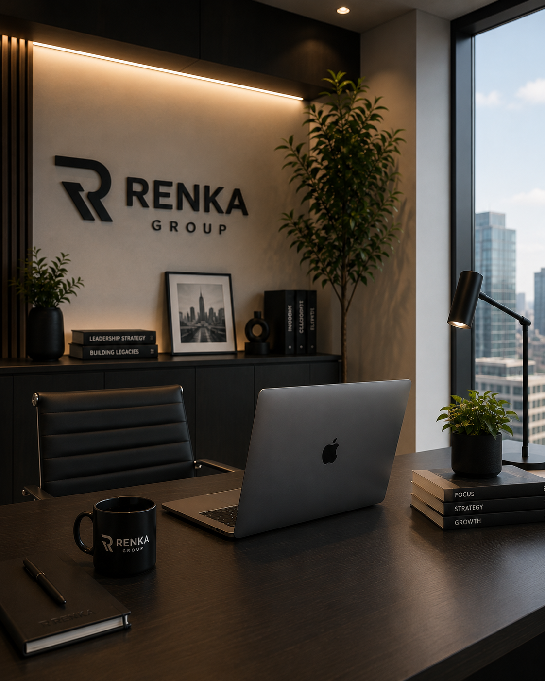 Professional Renka Group office representing business consultancy, leadership and operational strategy.