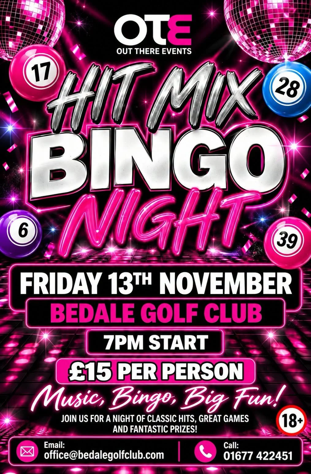 Hit Mix Bingo Night - Friday 13th November