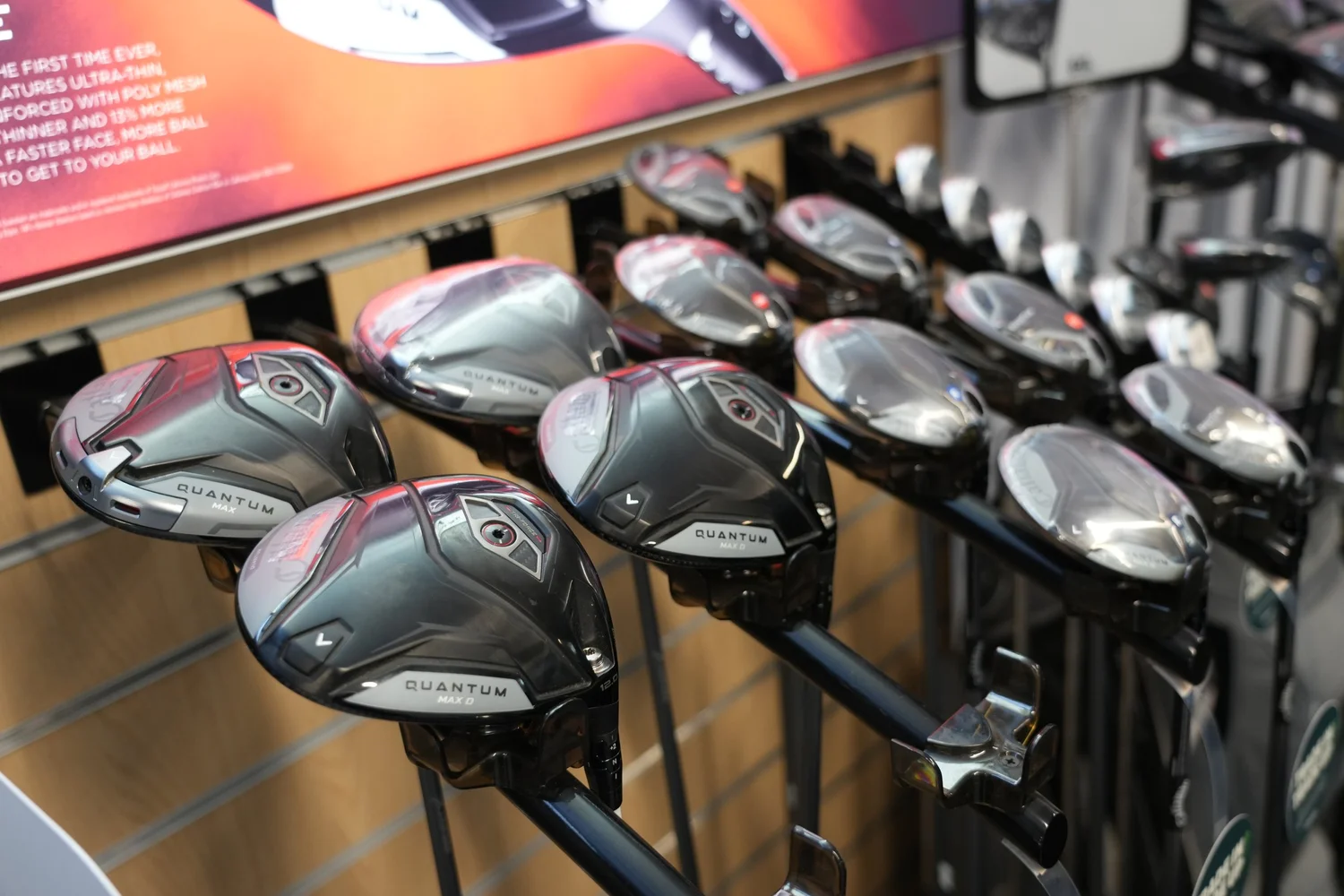 Equipment on display in the Bedale Golf Club pro shop