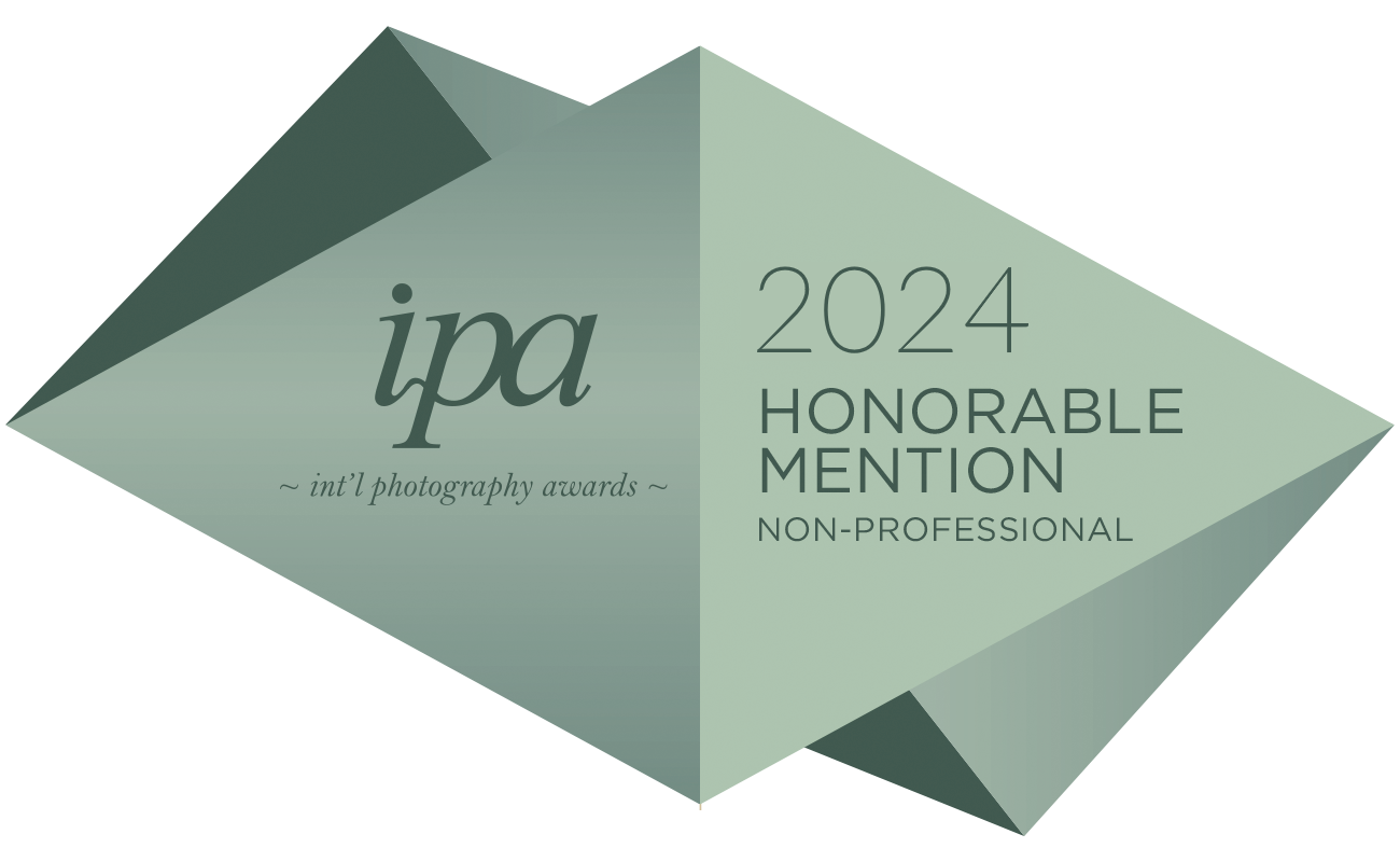 Graphic award certificate for the 2024 IPA Int'l Photography Awards, Honorable Mention, Non-Professional category.
