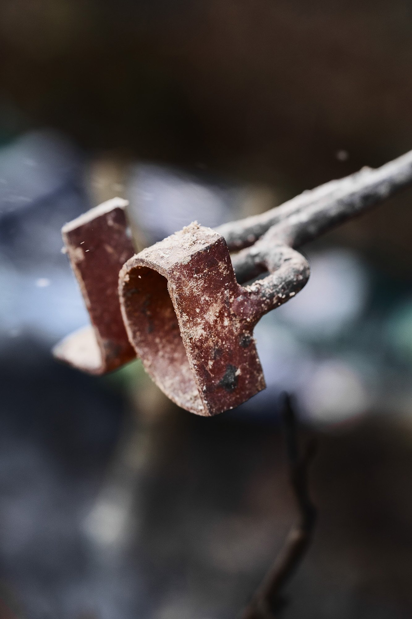 Close-up of a red-hot branding iron