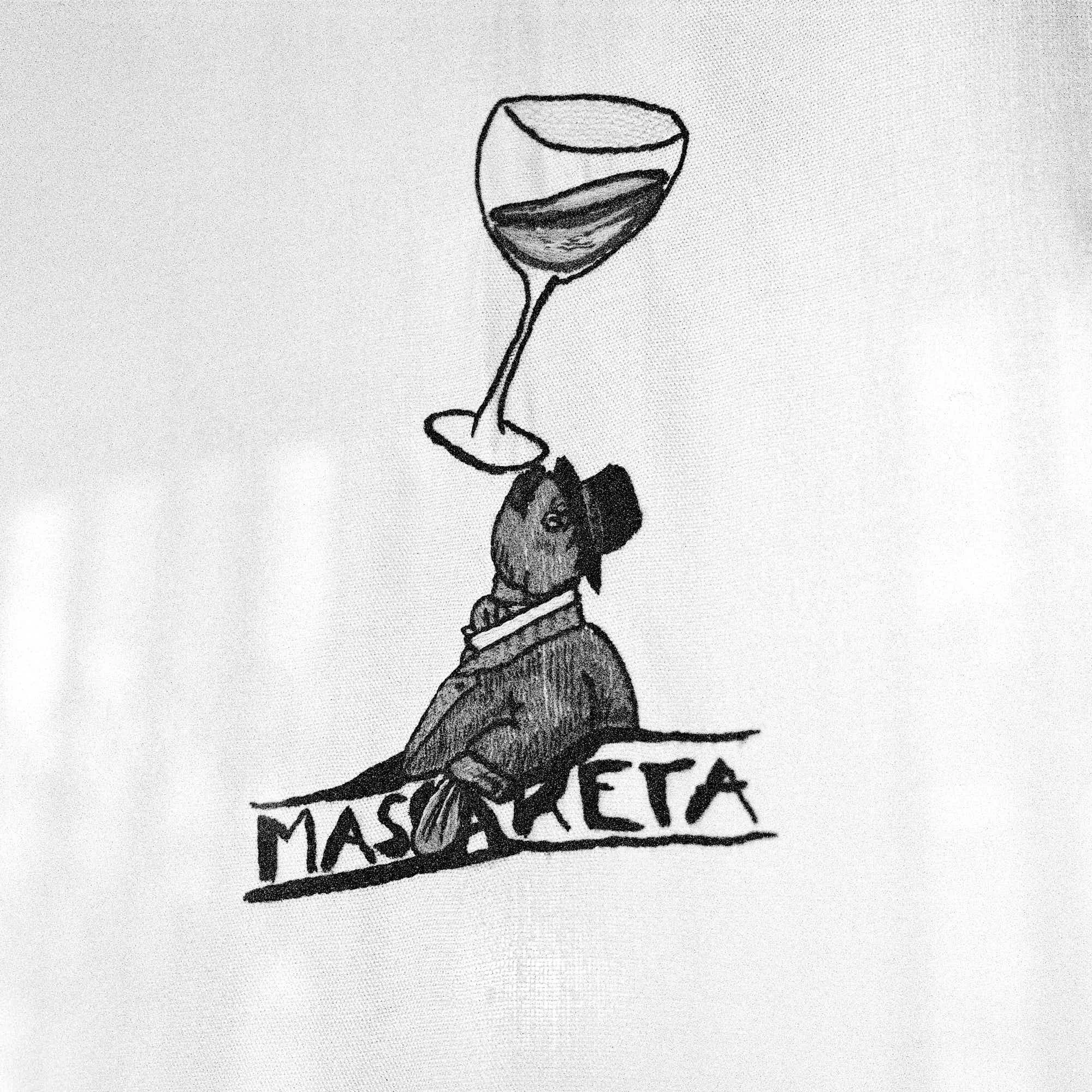 Black and white drawing of a hand holding a fish, with the words "STOP MASSACRE" written below.
