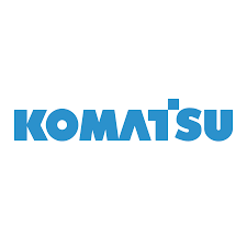 Komatsu logo in blue text on a white background.