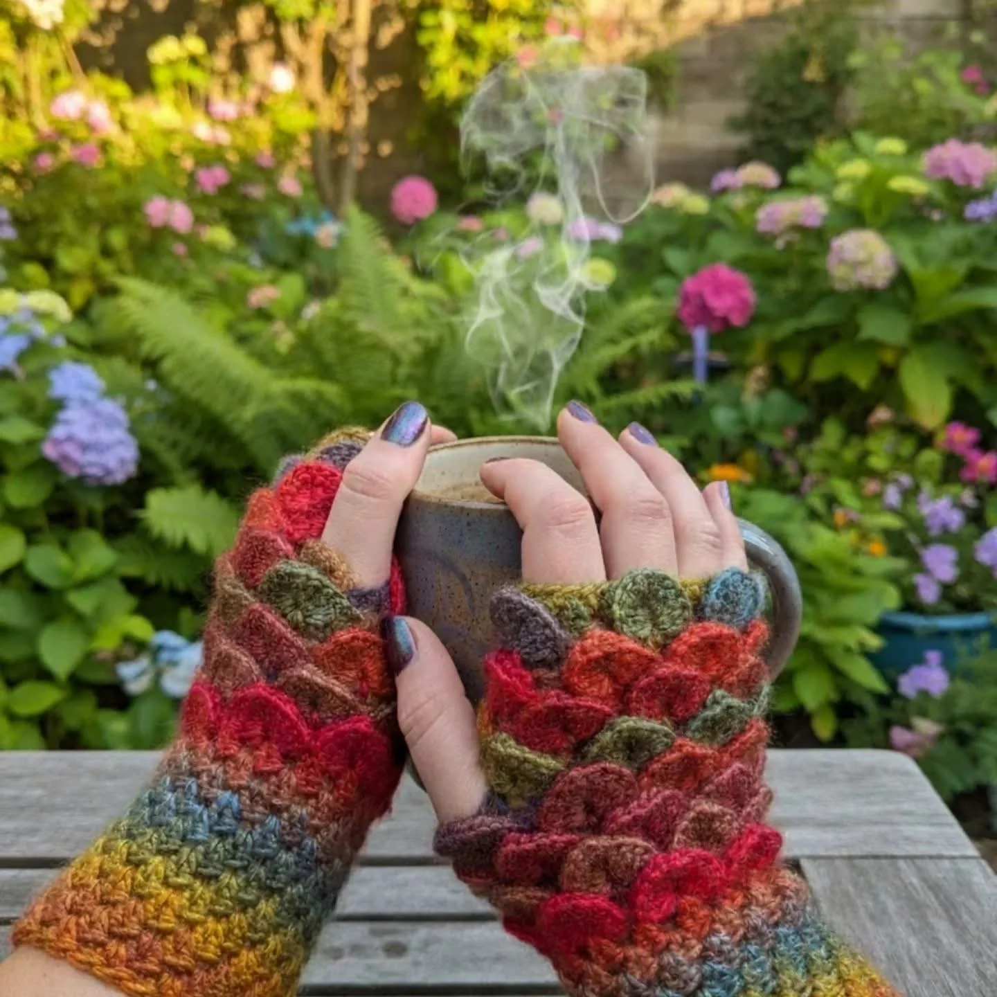 Crocheted Fingerless Dragon Scale Gloves
