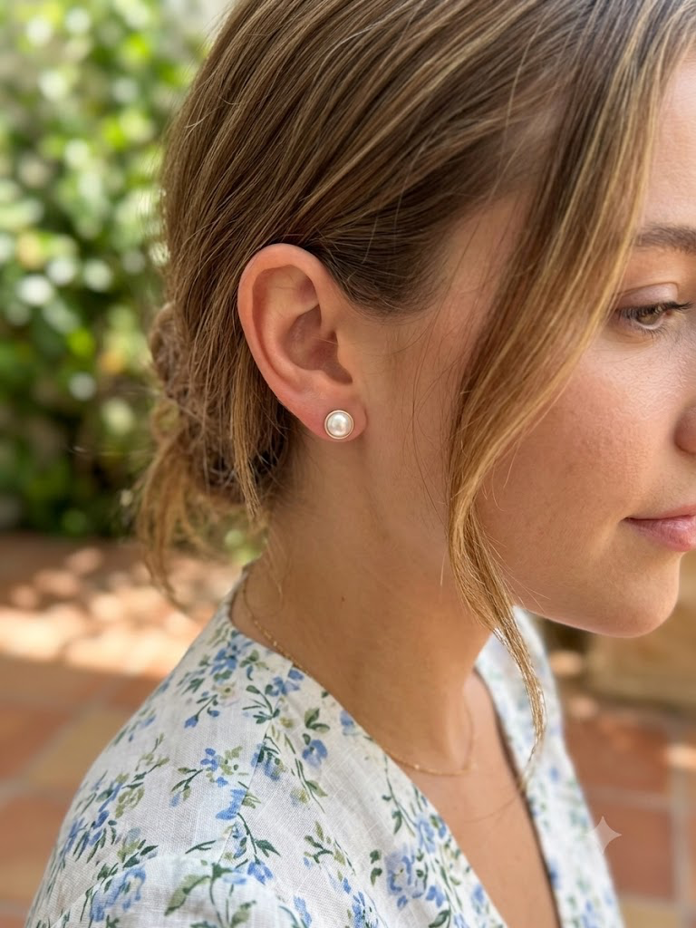 Pearl earring Studs Sterling Silver