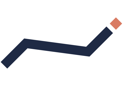 A geometric icon for "Sustainable Finance" where a line graph rises to a high point.