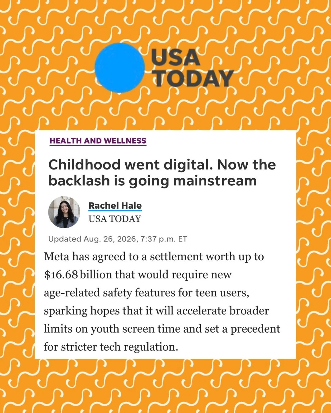 A step in the right direction. 

We see the @meta settlement as a genuine opportunity: a chance for the industry to rethink what&rsquo;s developmentally appropriate for kids, and build products that put their health and their real lives first. It&rsq