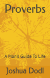 Book cover titled 'Proverbs: A Man's Guide To Life' by Joshua Dodl, with a yellow background and a design of a cracked log.
