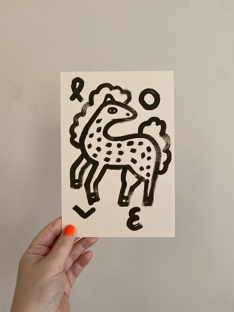 Wild Horse – handgemaltes Pferdemotiv in Acryl auf Finnpappe von Ruth Biniwersi