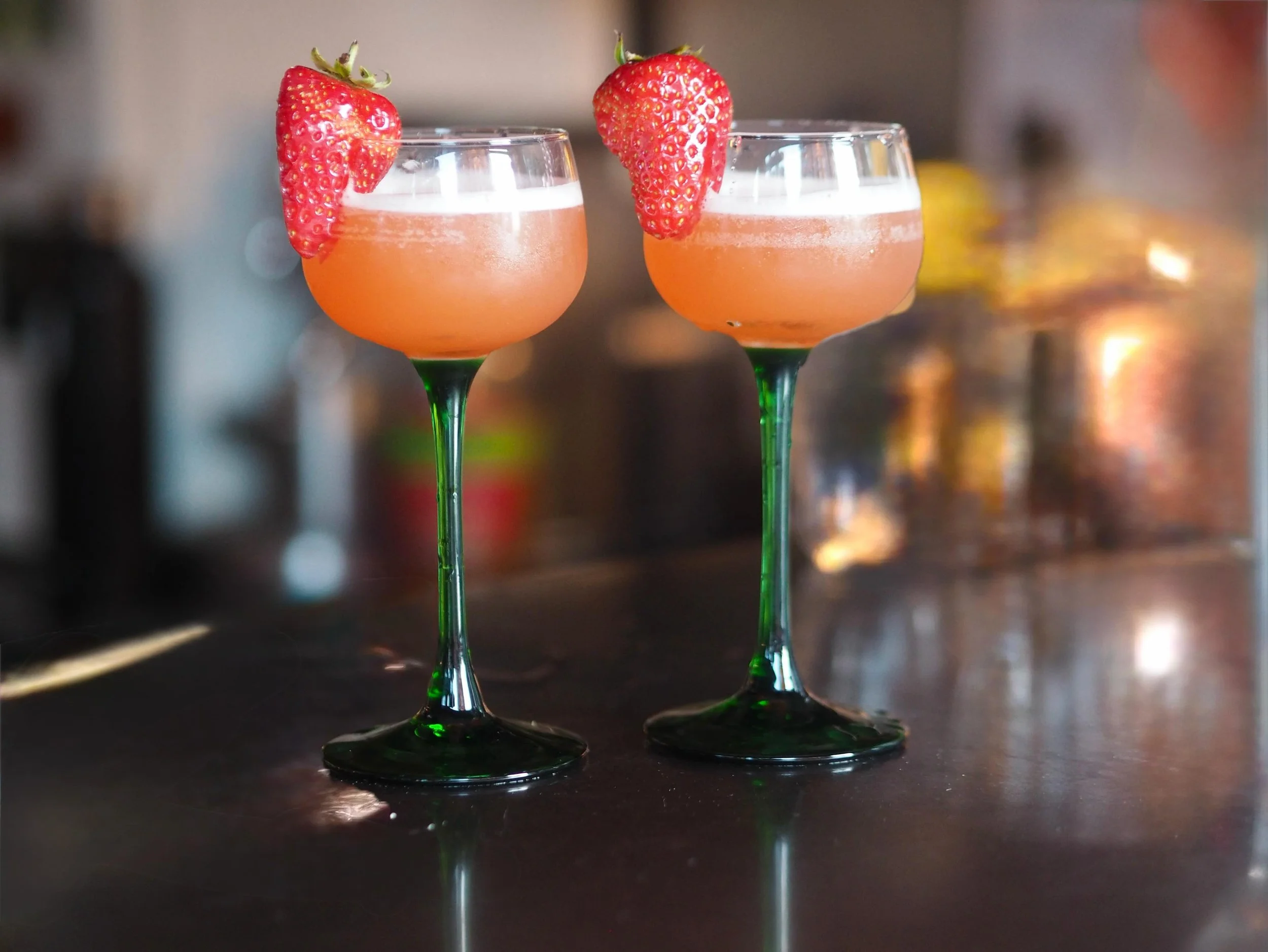 KITSCH AND CHIC 🍓

Strawberry daiquiri. Delightfully delicious.
Nicky asked, the girls once again delivered !
The girls always have some fat wash &amp; other experiment going on, which means, we are not all about wine, 
WE ALWAYS HAVE GREAT COCKTAIL