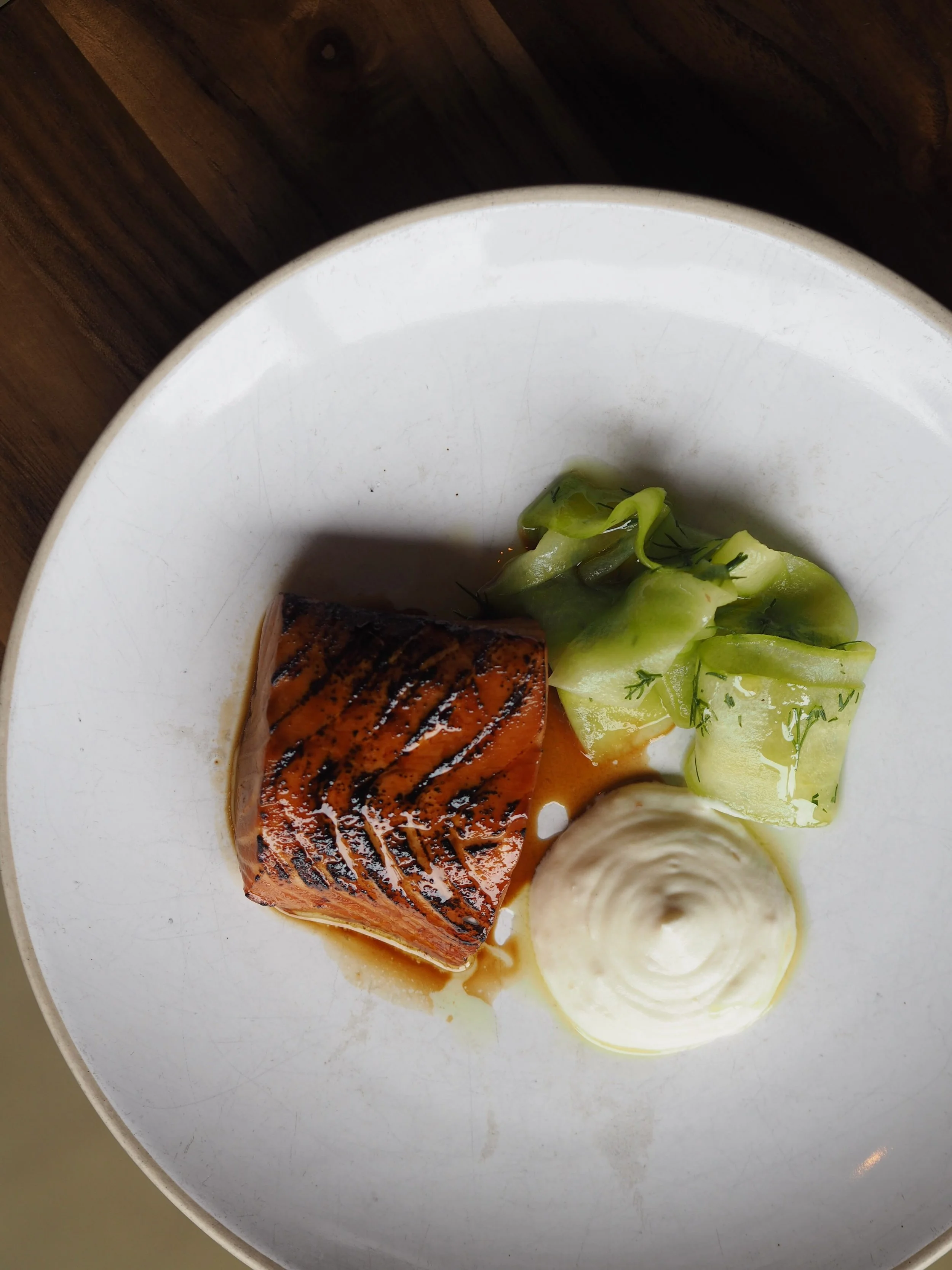 FERGUS IS IN THE KITCHEN FOR THE NEXT 6 WEEKS 🔥🔥
MENUS IS A BOMB ! 
THINK BRITISH BISTOT, WITH A FRENCH FLAIR :)

TERIYAKI SALMON, PICKLED CUCUMBER, HORSERADISH.

AS SIMPLE AS IT GETS, AS DELICIOUS AS IT LOOKS

BISOUS BYE BYE